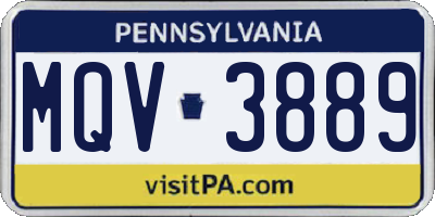 PA license plate MQV3889