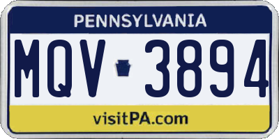 PA license plate MQV3894