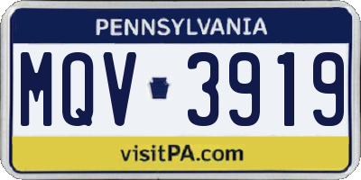 PA license plate MQV3919