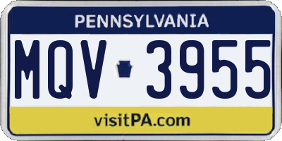 PA license plate MQV3955