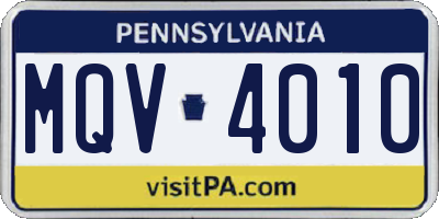 PA license plate MQV4010
