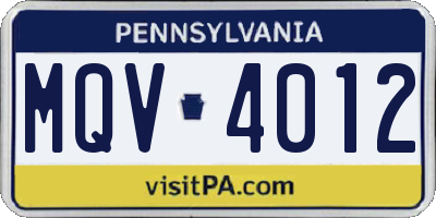 PA license plate MQV4012