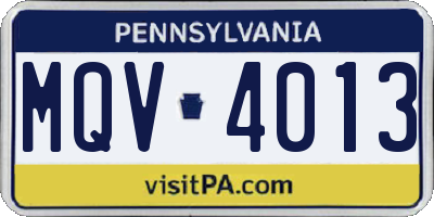 PA license plate MQV4013