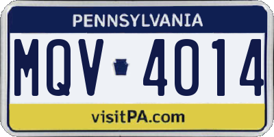 PA license plate MQV4014