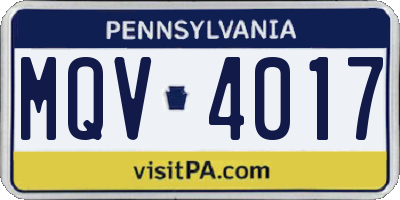 PA license plate MQV4017