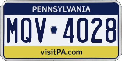 PA license plate MQV4028