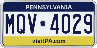 PA license plate MQV4029