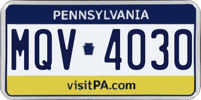 PA license plate MQV4030