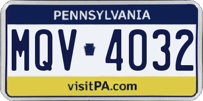 PA license plate MQV4032