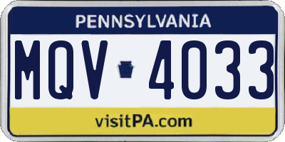 PA license plate MQV4033
