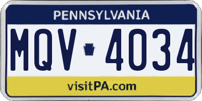 PA license plate MQV4034