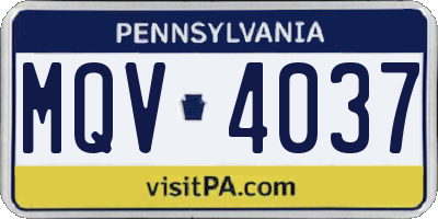 PA license plate MQV4037