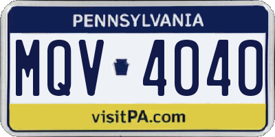 PA license plate MQV4040