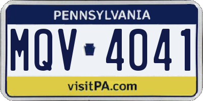 PA license plate MQV4041