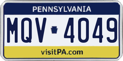 PA license plate MQV4049