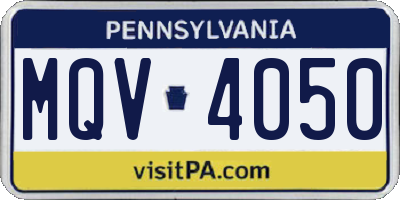 PA license plate MQV4050