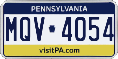 PA license plate MQV4054