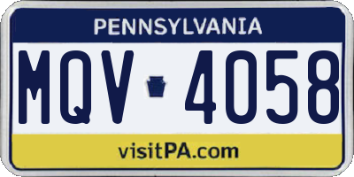 PA license plate MQV4058