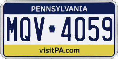 PA license plate MQV4059