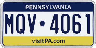 PA license plate MQV4061
