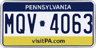 PA license plate MQV4063