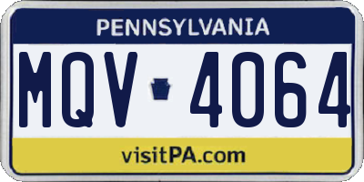 PA license plate MQV4064