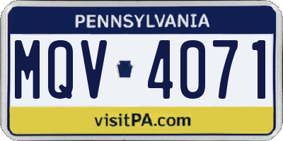PA license plate MQV4071