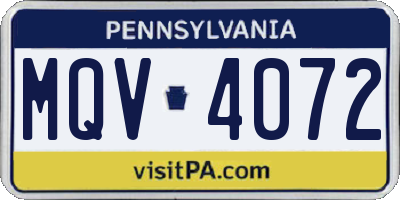 PA license plate MQV4072