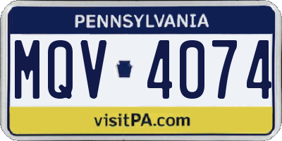 PA license plate MQV4074