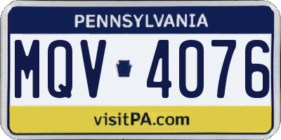 PA license plate MQV4076