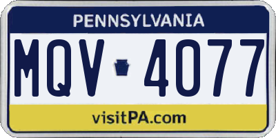 PA license plate MQV4077