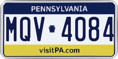 PA license plate MQV4084