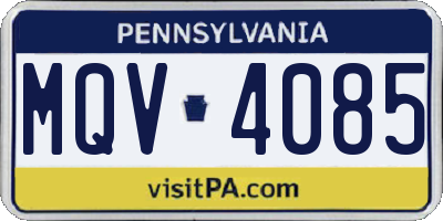 PA license plate MQV4085