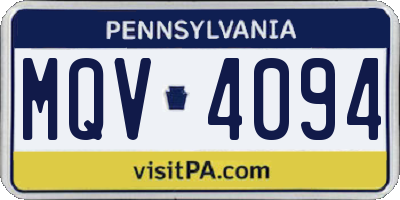 PA license plate MQV4094