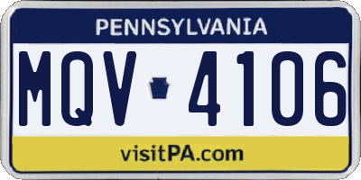 PA license plate MQV4106