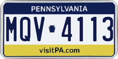 PA license plate MQV4113