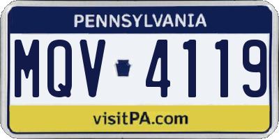 PA license plate MQV4119