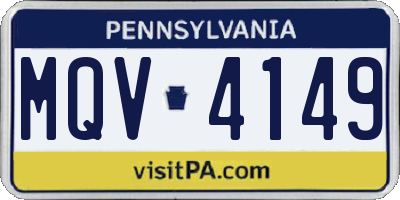 PA license plate MQV4149