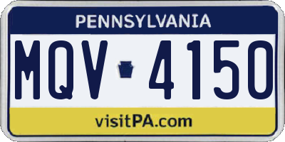 PA license plate MQV4150