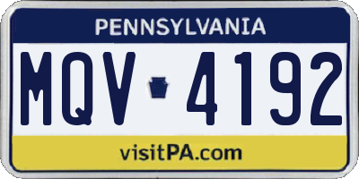 PA license plate MQV4192