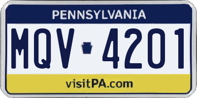 PA license plate MQV4201