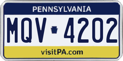 PA license plate MQV4202