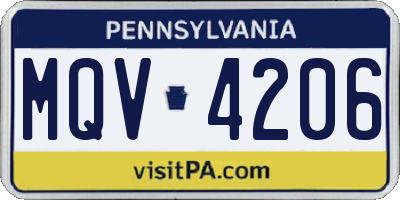 PA license plate MQV4206