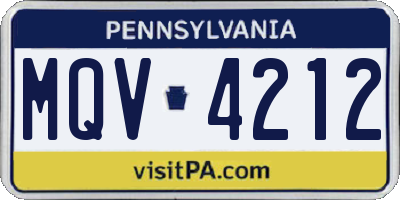 PA license plate MQV4212