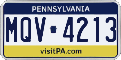 PA license plate MQV4213