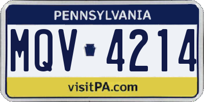 PA license plate MQV4214