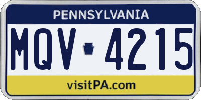 PA license plate MQV4215