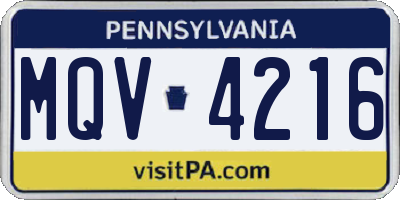 PA license plate MQV4216