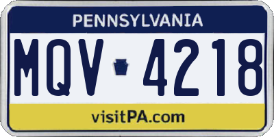 PA license plate MQV4218