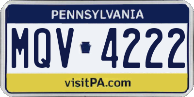 PA license plate MQV4222